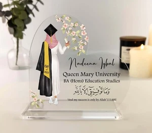 Regalo laurea musulmano - Telaio floreale personalizzato con placca cuore acrilico, regali islamici - Foto 1 di 7