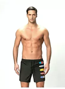 BIKKEMBERGS,Dirk Bikkembergs,Badeshort,Schwarz SURF Bande,Neue - Bild 1 von 3