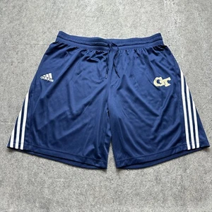 Georgia Tech Yellow Jackets Adidas Shorts Men 2XLT Blue Performance Practice 9" - Picture 1 of 16