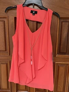 Neu mit Etikett $ 38 IZ Byer gefütterte ärmellose Bluse Top & Halskette 100 % Polyester Größe Large - Bild 1 von 6