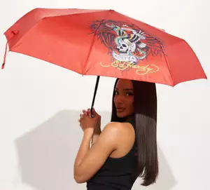 UNISEX NEW RED Ed Hardy NEW YORK CITY HEART SKULL EAGLE SNAKE Compact Umbrella - Picture 1 of 4