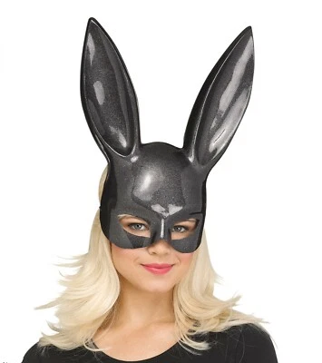 Máscara de conejito brillante negra accesorio de disfraz para adulto Foto 1 de 2