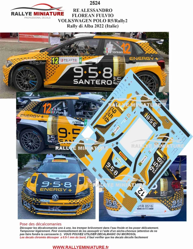 DECALS 1/24 REF 2524 VW VOLKSWAGEN POLO RE RALLY DI ALBA 2022 RALLY - Image 1 of 1