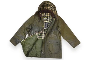 Vintage Barbour Bedale Jacket Wax Green Hood A100 England Size C36/91cm - Picture 1 of 22