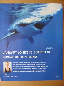 2013 GREAT WHITE SHARKS OCEANA January Jones vintage art print ad - Picture 1 of 1
