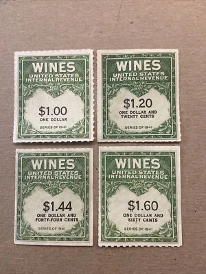 US Stamp Revenue Wines RE173,174,146,147,149,151,199,196,153,200,160,203,180-New - Image 1 of 4