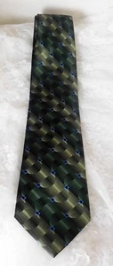 Corbata de cuello para hombre Crazy Horse 100 % verde seda y blues - ¡Bonita! - Imagen 1 de 5