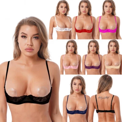Women's Sexy Lace Lingerie Bras 1/2 Cups Underwired Push Up Shelf Bra Bralette - Image 1 of 3