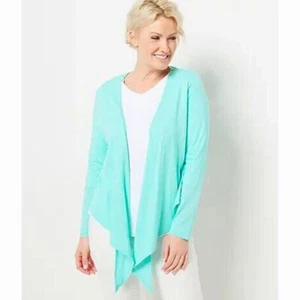 Cárdigan Belle Kim Gravel Mujer Grande Encogido de hombros Chaqueta Slub Coastal Playa Verde - Imagen 1 de 10