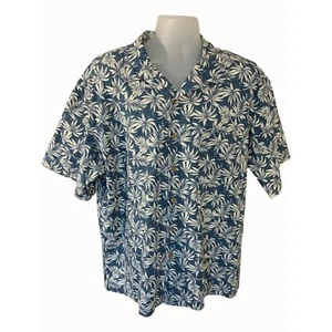 Camisa Roundtree Yorke Hawaiana Tropical Para Hombre Manga Corta XL Azul Marino Blanco Algodón - Imagen 1 de 8