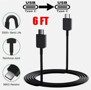 1* 2M USB-C to USB-C Cable Fast Charge Type C Charging Cord Charger Cable Black - Picture 1 of 13