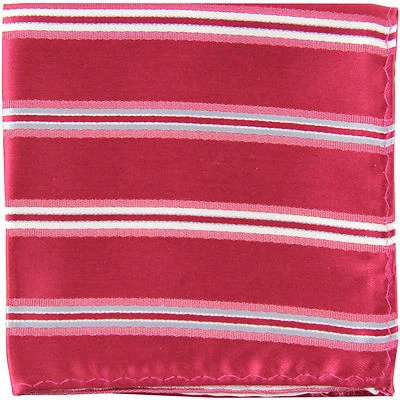 New Men's Polyester Pocket Square Hankie Only Stripes Pink Silver formal wedding - Image 1 of 2