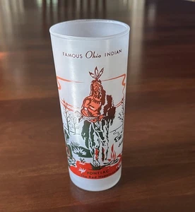 Vintage FAMOUS Ohio INDIAN Frosted Glass ~ The Red Napoleon ~ PONTIAC Excellent - Picture 1 of 21