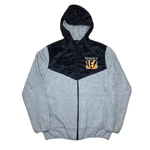 NFL Cincinnati Bengals Hombres Talla M Cremallera Completa Sudadera con Capucha Gris Negro Chaqueta Forrada de Vellón - Imagen 1 de 10