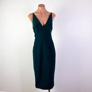 Dress The Population Lyla Deep V-Neck Sleeveless Midi Dress Forest Pine sz L NWT - Picture 1 of 11