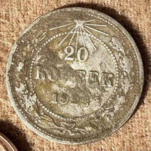 ALTE RUSSISCHE MÜNZE 20 SILBER KOPEKEN 1922. ORIGINAL. Nicht gereinigt - Bild 1 von 3