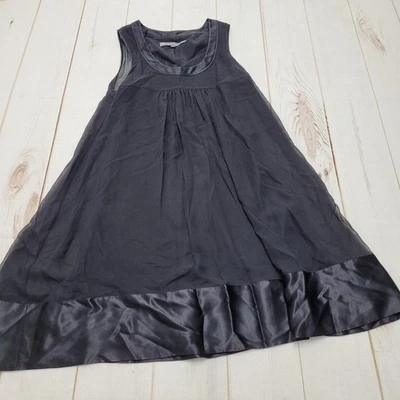 Anne Klein NY 100% silk black shift dress sleeveless A-line mesh  - Image 1 of 4