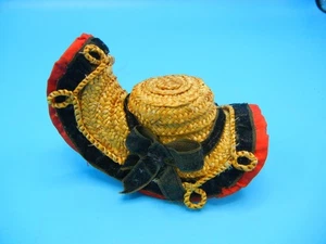 Antique French Fashion Doll HAT Bonnet Upturn Woven Straw *Aux Deux Bonjour* - Picture 1 of 10