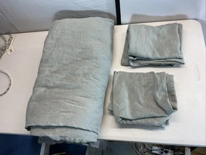 POTTERY BARN 70% LEINEN KING BETTBEZUG GRÜN + 2 King Shams - Bild 1 von 6