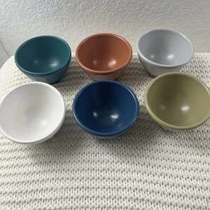 Set Of 6 Anthropologie Biscuit 3 1/2” Nut Bowls Stone Ware - Picture 1 of 10