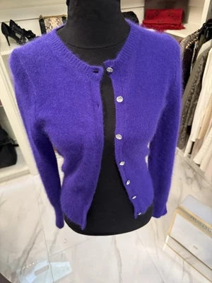 Moda International Vibrant Purple Angora rabbit fur Cardigan SzM - Image 1 of 4