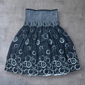 Midirock Canda schwarz grau Kreismuster Gr 44 46 UK 16 18 Crinkle-Effekt - Bild 1 von 8