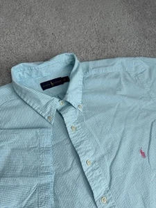 Ralph Lauren White Blue Striped Seersucker Pink Pony Shirt Men’s 3XLT - Picture 1 of 6