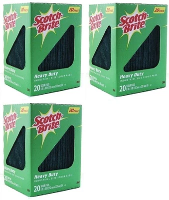Scotch Brite Heavy Duty Industrial Size Box of 20 Scour Pads 6"x9" ~ Lot of 3 - Image 1 of 4