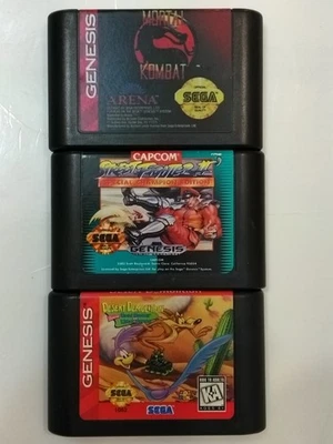 3, Sega Genesis Games Mortal Kombat ,Street Fighter 2, Desert Demolition  Works! - Image 1 of 4