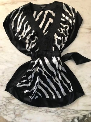 Top de seda vintage con estampado animal cebra Y2K ~ talla S Foto 1 de 4