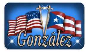 Puerto Rican USA Unity Flag Decal Bumper Sticker Personalize Text 3" x 6" Blue - Picture 1 of 1