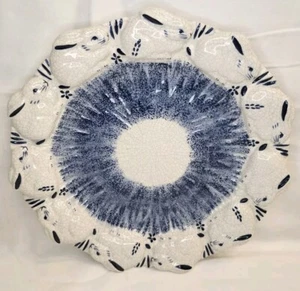DEDHAM Pottery Potting Shed 10.5" Bunny Rabbit Plate Blue & White Crackle - Picture 1 of 8