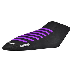 Kawasaki Z 125 Pro Seat Cover Z125 Gripper   ALL BLACK / PURPLE RIBS   #171 - Picture 1 of 5