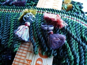 BTY BRUNSCHWIG & FILS SILK TRIM TASSEL BULLION EMERALD GREEN PINK PUR MSRP139/Y - Picture 1 of 7
