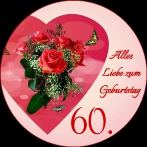 Tortenaufleger essbar Fondant rund 20cm durchmesser 60.Geburtstag - Bild 1 von 2
