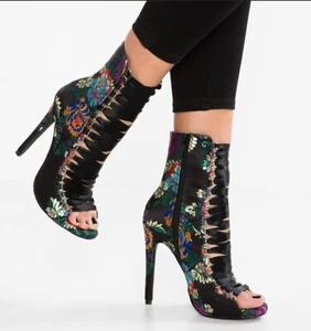 Steve Madden Fuego Brokat Blumen Schnürstiefelette Damengröße 6,5M - Bild 1 von 18
