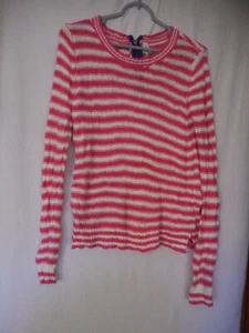 Maglione Aeropostale rosa bianco misto cotone taglia M tessuto largo zip dietro - Foto 1 di 4
