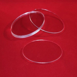 BASI ACRILICHE OVALI (ELLISSE) 65mmx40mm TRASPARENTI/CHIARE per Miniature - Foto 1 di 1