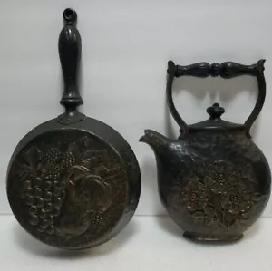 Vintage Homco Syroco Küche Wandschilder 2-teiliges Set Kaffeekanne/Bratpfanne kupfer - Bild 1 von 12