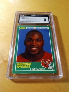 1989 Score #258 DERRICK THOMAS CGC 9 #C Kansas City Chiefs ROOKIE Football Card. - Picture 1 of 2
