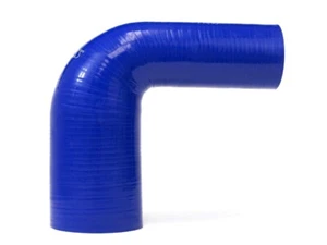 HPS 3" > 3.5" ID 4-ply Silicone 90 Degree Elbow Reducer Hose Blue 76mm > 89mm - Picture 1 of 3