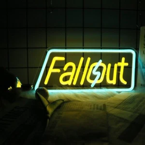 FALLOUT Neon Sign - Table-License plate LIGHT NEON LED SIGN LIGHT USB - Picture 1 of 8