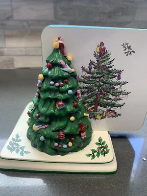 Spode Christmas Tree Pattern Holder & Coasters  5 X 4 1/2” - Image 1 of 4