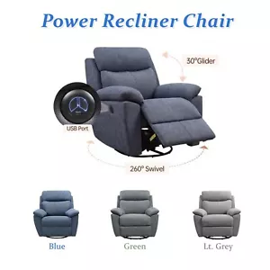 Electric Power Recliner Sofa Reclining Chair 260° Swivel Rotation 30° Glide Home - Picture 1 of 48