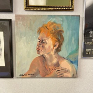 "Her Thoughts" Californian Expressionist Helen Haskell-Molles Oil Painting 18x18 - Picture 1 of 11