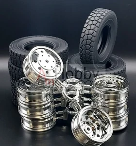 Juego de neumáticos y llantas traseras para camión Tamiya Scania/Volvo/Mercedes-Benz 6x4 1/14 - Imagen 1 de 9