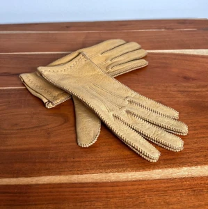 Vintage Sta-Soft Hirschleder Fahrhandschuhe beige ungefüttert Gr. Small 8-8-1/2 - Bild 1 von 8