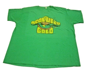 VINTAGE-RARE-1970s-ACAPULCO GOLD BRIGHT GREEN GRAPHIC T-SHIRT-SIZE-READ - Picture 1 of 12