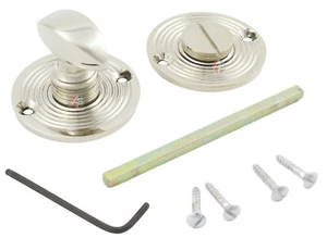 Polished Nickel Solid Brass Beehive Bathroom Door Internal Thumb Turn & Release - Picture 1 of 12
