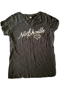 Harley-Davidson Damen Nashville T-Shirt Schwarz 100% Baumwolle Größe M - Bild 1 von 5